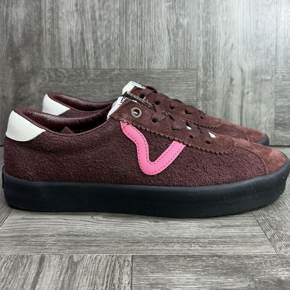 Vans Sport Low Sneakers Women 9.5 Burgundy Pink Suede Retro Skate NEW